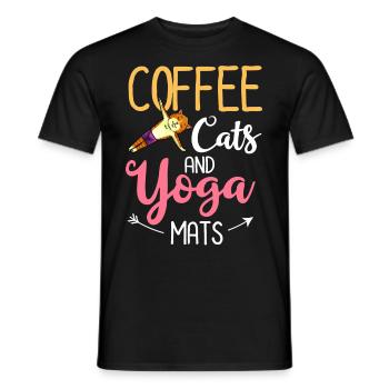 Yoga Cat Débutant Séances d’entraînement Citation Méditation - T-shirt homme - noir - Devant - AI Model Male 178 light (178cm)