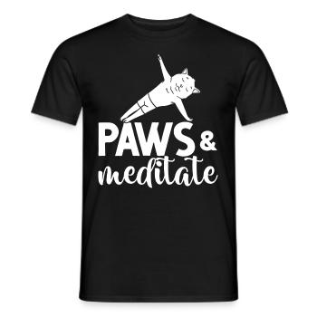 Yoga Cat Débutant Séances d’entraînement Citation Méditation - T-shirt homme - noir - Devant - AI Model Male 178 light (178cm)