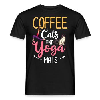 Yoga Cat Débutant Séances d’entraînement Citation Méditation - T-shirt homme - noir - Devant - AI Model Male 178 light (178cm)
