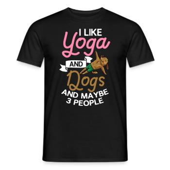 Yoga Chien Débutant Séances d’Entraînement Citations Méditation - T-shirt homme - noir - Devant - AI Model Male 178 light (178cm)