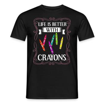 Crayon Box Colored Pencil Wax Case Wax Crayon - Men's T-Shirt - black - Front - AI Model Male 178 light (178cm)