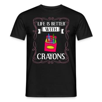 Crayon Box Colored Pencil Wax Case Wax Crayon - Men's T-Shirt - black - Front - AI Model Male 178 light (178cm)