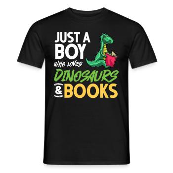 Dinosaur Book Read Dino Read Funny Readers - Men's T-Shirt - black - Front - AI Model Male 178 light (178cm)