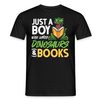 Dinosaur Book Read Dino Read Funny Readers - Men's T-Shirt - black - Front - AI Model Male 178 light (178cm)