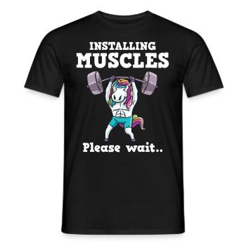 Einhorn Muskel Workout Fitness Training Sport - Männer T-Shirt - Schwarz - Vorne - AI Model Male 178 light (178cm)