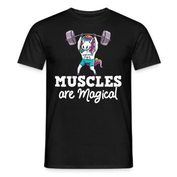 Unicorn Muscle Workout Fitness Training Sport - Men's T-Shirt - black - Front - AI Model Male 178 light (178cm)