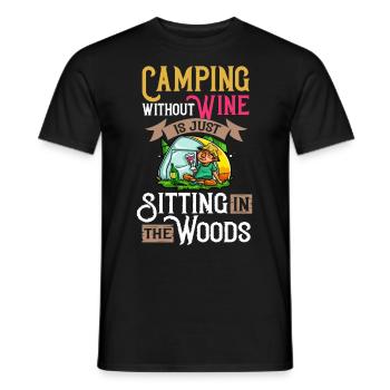 Camping Wine Drinker Beginner Camper Hiking - Men's T-Shirt - black - Front - AI Model Male 178 light (178cm)