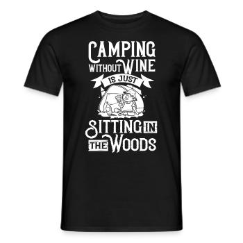 Camping Wine Drinker Beginner Camper Hiking - Men's T-Shirt - black - Front - AI Model Male 178 light (178cm)