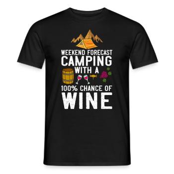 Camping Wine Drinker Beginner Camper Hiking - Men's T-Shirt - black - Front - AI Model Male 178 light (178cm)