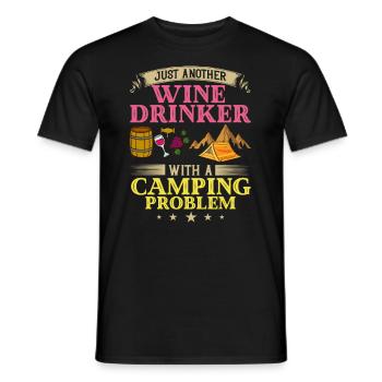 Camping Wine Drinker Beginner Camper Hiking - Men's T-Shirt - black - Front - AI Model Male 178 light (178cm)