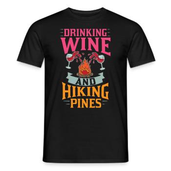 Camping Wine Drinker Beginner Camper Hiking - Men's T-Shirt - black - Front - AI Model Male 178 light (178cm)