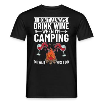 Camping Wine Drinker Beginner Camper Hiking - Men's T-Shirt - black - Front - AI Model Male 178 light (178cm)