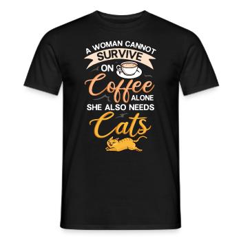 Cafetière Chat Machine Chaton Tasse Grains - T-shirt homme - noir - Devant - AI Model Male 178 light (178cm)