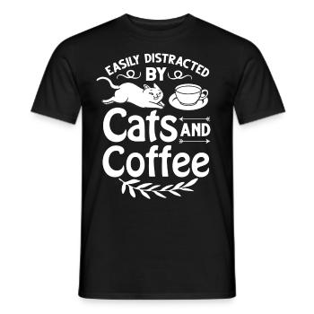 Cafetière Chat Machine Chaton Tasse Grains - T-shirt homme - noir - Devant - AI Model Male 178 light (178cm)
