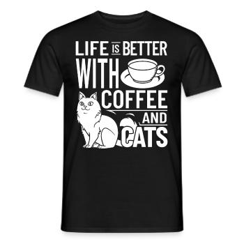 Cafetière Chat Machine Chaton Tasse Grains - T-shirt homme - noir - Devant - AI Model Male 178 light (178cm)