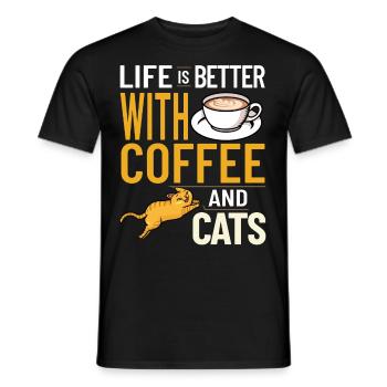 Cafetière Chat Machine Chaton Tasse Grains - T-shirt homme - noir - Devant - AI Model Male 178 light (178cm)