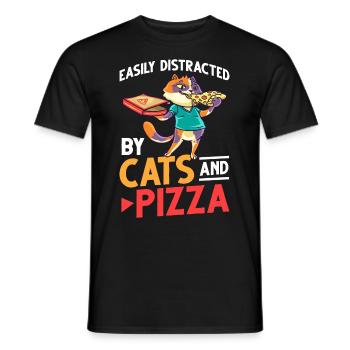 Pizza Katze Essen Pizzeria Italienisch Kätzchen - Männer T-Shirt - Schwarz - Vorne - AI Model Male 178 light (178cm)