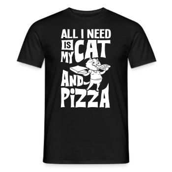 Pizza Katze Essen Pizzeria Italienisch Kätzchen - Männer T-Shirt - Schwarz - Vorne - AI Model Male 178 light (178cm)