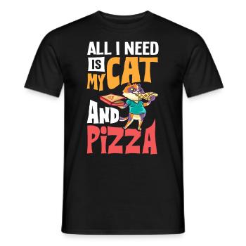 Pizza Katze Essen Pizzeria Italienisch Kätzchen - Männer T-Shirt - Schwarz - Vorne - AI Model Male 178 light (178cm)