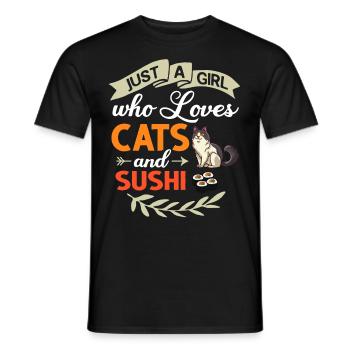 Katze Sushi Japanische Nigiri Schüssel Maker - Männer T-Shirt - Schwarz - Vorne - AI Model Male 178 light (178cm)