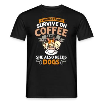 Cafetière Chien Machine Puppy Cup Grains - T-shirt homme - noir - Devant - AI Model Male 178 light (178cm)