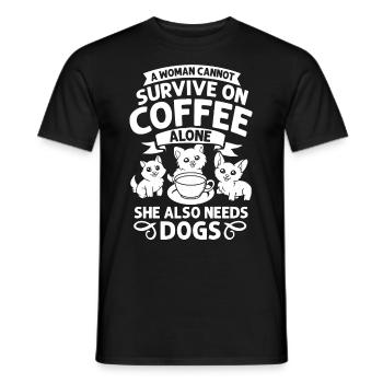 Cafetière Chien Machine Puppy Cup Grains - T-shirt homme - noir - Devant - AI Model Male 178 light (178cm)