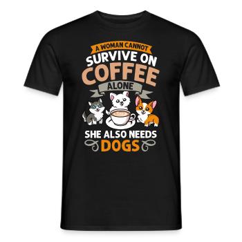 Cafetière Chien Machine Puppy Cup Grains - T-shirt homme - noir - Devant - AI Model Male 178 light (178cm)