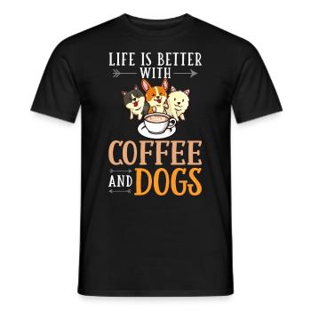 Cafetière Chien Machine Puppy Cup Grains - T-shirt homme - noir - Devant - AI Model Male 178 light (178cm)