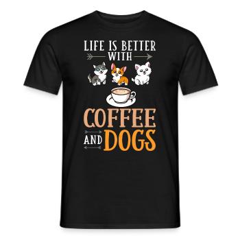 Cafetière Chien Machine Puppy Cup Grains - T-shirt homme - noir - Devant - AI Model Male 178 light (178cm)