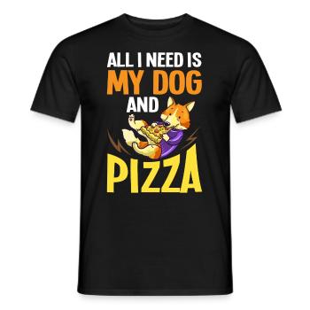 Pizza Hund Essen Pizzeria Italienisch Welpen - Männer T-Shirt - Schwarz - Vorne - AI Model Male 178 light (178cm)