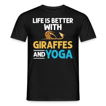 Giraffe Yoga Beginner Workout Poses Quotes - Men's T-Shirt - black - Front - AI Model Male 178 light (178cm)