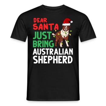 Australian Shepherd Weihnachten Hund Welpe - Männer T-Shirt - Schwarz - Vorne - AI Model Male 178 light (178cm)