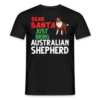 Australian Shepherd Weihnachten Hund Welpe - Männer T-Shirt - Schwarz - Vorne - AI Model Male 178 light (178cm)
