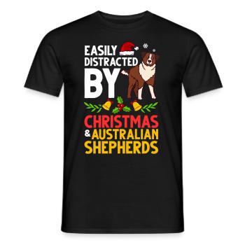 Australian Shepherd Weihnachten Hund Welpe - Männer T-Shirt - Schwarz - Vorne - AI Model Male 178 light (178cm)