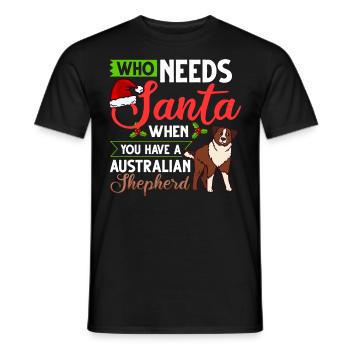 Berger australien Chien de Noël Chiot - T-shirt homme - noir - Devant - AI Model Male 178 light (178cm)