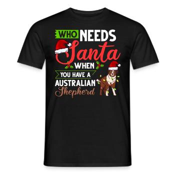 Australian Shepherd Weihnachten Hund Welpe - Männer T-Shirt - Schwarz - Vorne - AI Model Male 178 light (178cm)