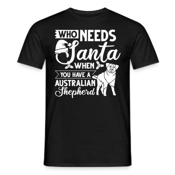 Australian Shepherd Weihnachten Hund Welpe - Männer T-Shirt - Schwarz - Vorne - AI Model Male 178 light (178cm)