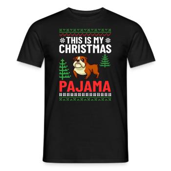 Chien Bulldog anglais Chiots Noël - T-shirt homme - noir - Devant - AI Model Male 178 light (178cm)