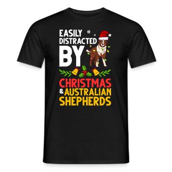 Australian Shepherd Weihnachten Hund Welpe - Männer T-Shirt - Schwarz - Vorne - AI Model Male 178 light (178cm)