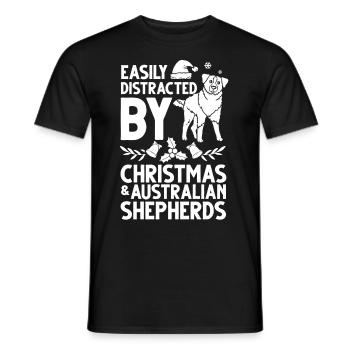 Berger australien Chien de Noël Chiot - T-shirt homme - noir - Devant - AI Model Male 178 light (178cm)