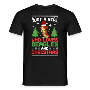 Beagle Dog Puppy Owner Lover Christmas - Men's T-Shirt - black - Front - AI Model Male 178 light (178cm)