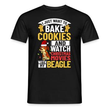 Beagle Dog Puppy Owner Lover Christmas - Men's T-Shirt - black - Front - AI Model Male 178 light (178cm)