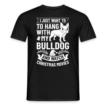 Chien Bulldog anglais Chiots Noël - T-shirt homme - noir - Devant - AI Model Male 178 light (178cm)