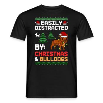 Chien Bulldog anglais Chiots Noël - T-shirt homme - noir - Devant - AI Model Male 178 light (178cm)
