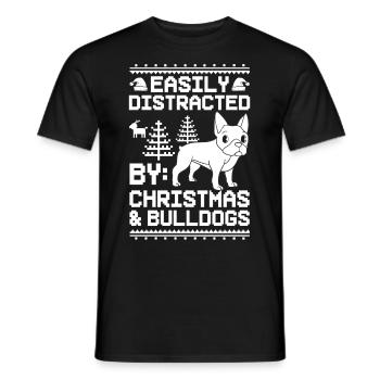 Chien Bulldog anglais Chiots Noël - T-shirt homme - noir - Devant - AI Model Male 178 light (178cm)