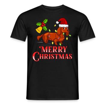 Doxie Dachshund Dackel Teckel Hund Weihnachten - Männer T-Shirt - Schwarz - Vorne - AI Model Male 178 light (178cm)