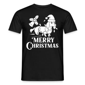 Doxie Dachshund Dackel Teckel Hund Weihnachten - Männer T-Shirt - Schwarz - Vorne - AI Model Male 178 light (178cm)