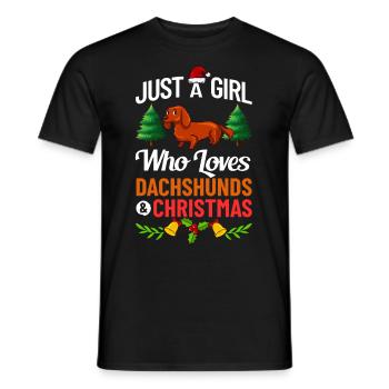 Doxie Dachshund Dackel Teckel Hund Weihnachten - Männer T-Shirt - Schwarz - Vorne - AI Model Male 178 light (178cm)