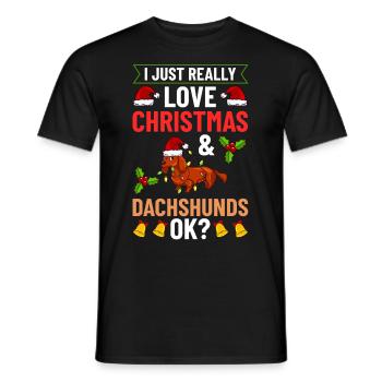 Doxie Dachshund Dackel Teckel Hund Weihnachten - Männer T-Shirt - Schwarz - Vorne - AI Model Male 178 light (178cm)