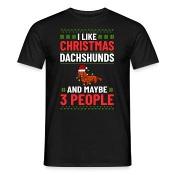 Doxie Dachshund Dackel Teckel Hund Weihnachten - Männer T-Shirt - Schwarz - Vorne - AI Model Male 178 light (178cm)